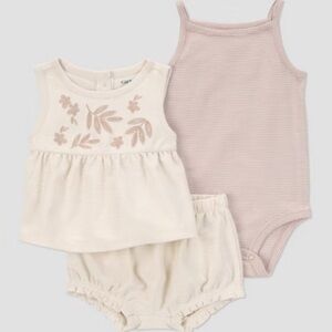 Carter's Oatmeal 3-Piece Floral Top and Bottom Set